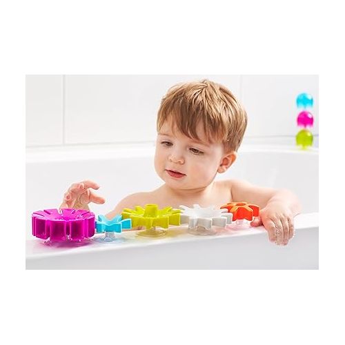 분 Boon Cogs Baby Bath Toys - Spinning Gear Themed Sensory Baby Toys for Bathtub - Suction Toys for Bathtub Walls - Multicolored - 5 Count - Ages 12 Months and Up