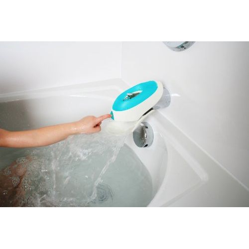 분 [아마존베스트]Boon Flo Water Deflector and Protective Faucet Cover with Bubble Bath Dispenser,Blue