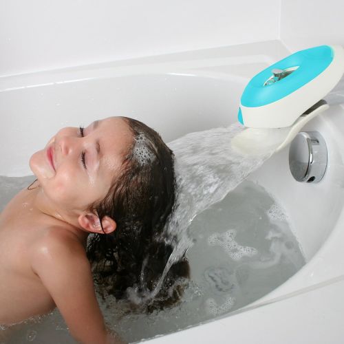 분 [아마존베스트]Boon Flo Water Deflector and Protective Faucet Cover with Bubble Bath Dispenser,Blue