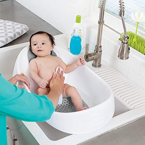 분 [아마존베스트]Boon, Soak 3-Stage Bathtub for Babies,Gray, White