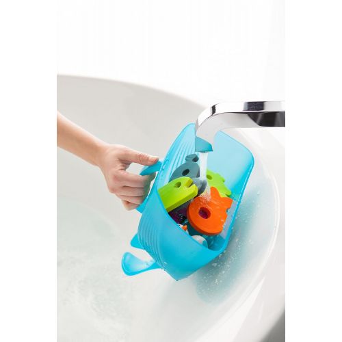 분 Boon Whale Pod Scoop Bath Toy, Drain and Storage, Blue