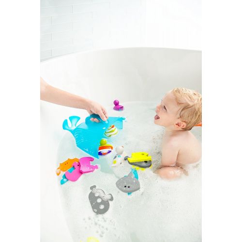 분 Boon Whale Pod Scoop Bath Toy, Drain and Storage, Blue