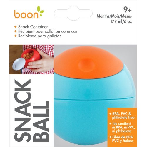 분 Boon Snack Ball Snack Container, Blue/Orange, 6 Ounce