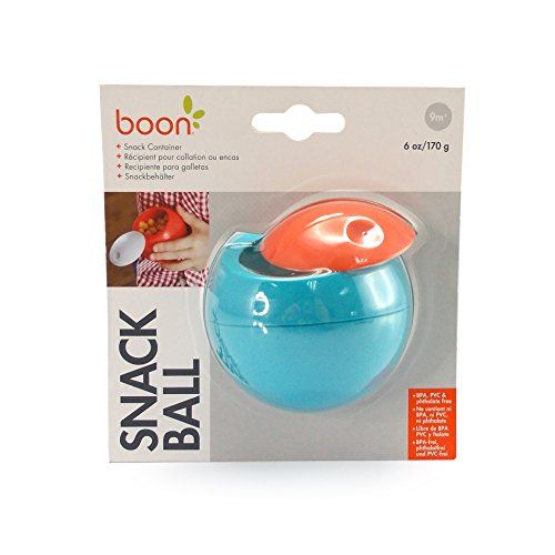 분 Boon Snack Ball Snack Container, Blue/Orange, 6 Ounce