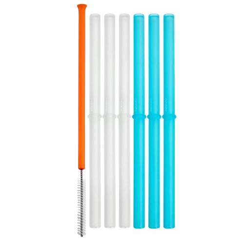 분 Boon Snug Silicone Straws with Cleaning Brush (Pack of 6)