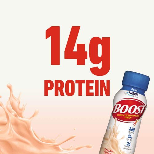  Boost Nutritional Drinks Boost Plus Complete Nutritional Drink, Creamy Strawberry, 8 fl oz Bottle, 24 Pack