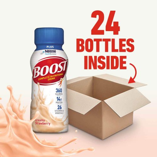  Boost Nutritional Drinks Boost Plus Complete Nutritional Drink, Creamy Strawberry, 8 fl oz Bottle, 24 Pack