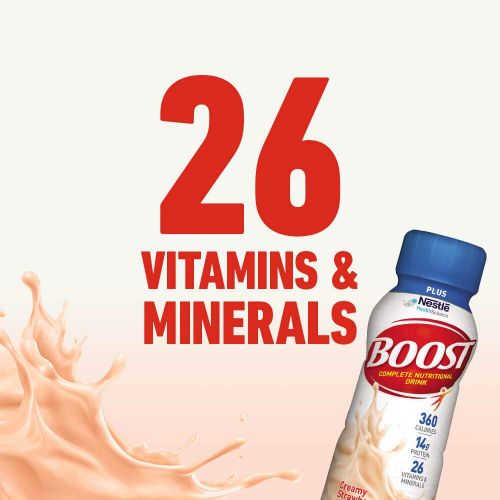  Boost Nutritional Drinks Boost Plus Complete Nutritional Drink, Creamy Strawberry, 8 fl oz Bottle, 24 Pack
