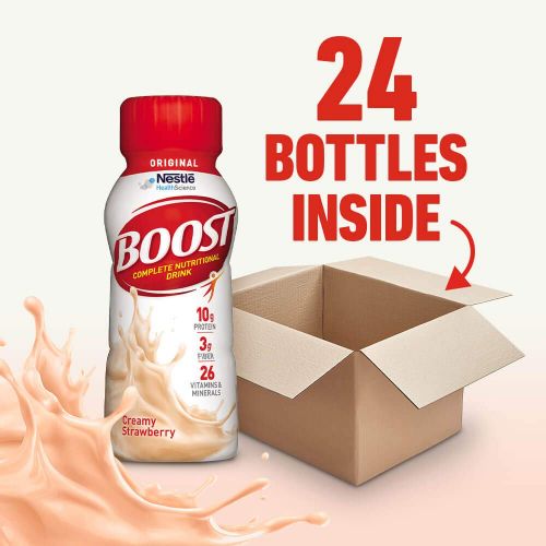  Boost Nutritional Drinks Boost Original Complete Nutritional Drink, Creamy Strawberry, 8 fl oz Bottle, 24 Pack