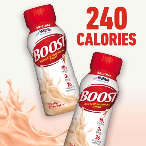  Boost Nutritional Drinks Boost Original Complete Nutritional Drink, Creamy Strawberry, 8 fl oz Bottle, 24 Pack