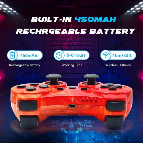  Boowen Wireless Controller 2 Pack for PS3,High Performance Motion Sense Dual Vibration Upgraded Gaming Controller Compatible with Sony Playstation 3