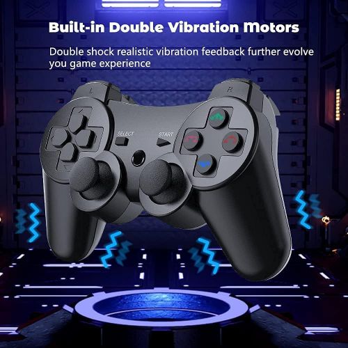  [아마존베스트]Boowen PS3 Controller Wireless,2 Pcs Double Shock Gamepad for Playstation 3, Six-axis Wireless PS3 Joystick with Charging Cable