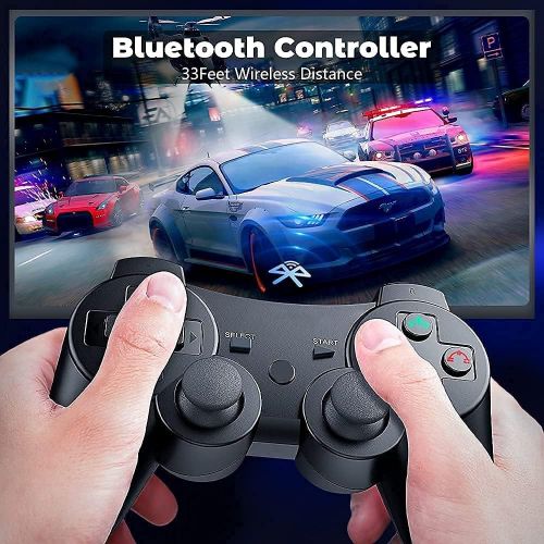  [아마존베스트]Boowen PS3 Controller Wireless,2 Pcs Double Shock Gamepad for Playstation 3, Six-axis Wireless PS3 Joystick with Charging Cable