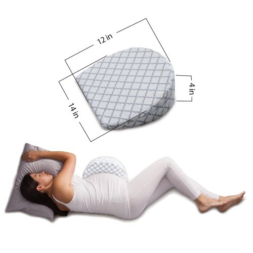  Boppy Pregnancy Wedge, Scallop Trellis Gray and White, Maternity Wedge with removable jersey cover