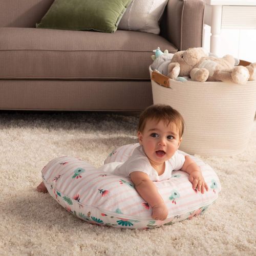  [아마존베스트]Boppy Boutique Pillow Cover, Pink White Floral Duet, Minky Fabric in a fashionable two-sided design, Fits ALL Boppy Nursing Pillows and Positioners