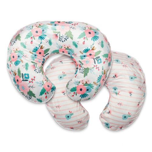  [아마존베스트]Boppy Boutique Pillow Cover, Pink White Floral Duet, Minky Fabric in a fashionable two-sided design, Fits ALL Boppy Nursing Pillows and Positioners