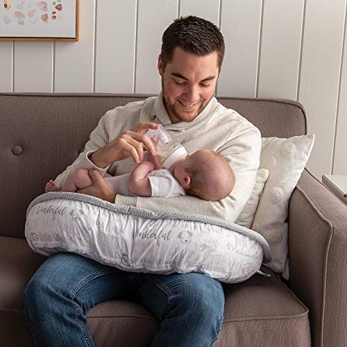  [아마존베스트]Boppy Luxe Nursing Pillow and Positioner, Hello World, Ultra-soft minky fabric on one side with adorable applique and coordinating piping