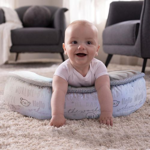  [아마존베스트]Boppy Luxe Nursing Pillow and Positioner, Hello World, Ultra-soft minky fabric on one side with adorable applique and coordinating piping