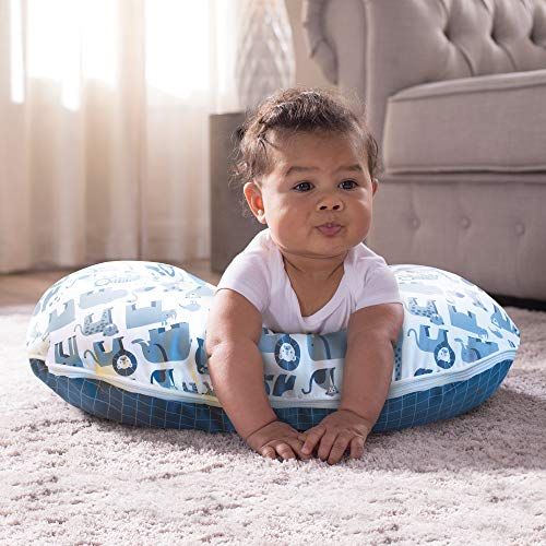  [아마존베스트]Boppy Premium Pillow Cover, Blue Zoo, Ultra-soft Microfiber Fabric in a fashionable two-sided design, Fits All Boppy Nursing Pillows and Positioners