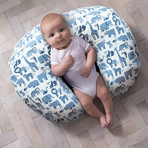  [아마존베스트]Boppy Premium Pillow Cover, Blue Zoo, Ultra-soft Microfiber Fabric in a fashionable two-sided design, Fits All Boppy Nursing Pillows and Positioners