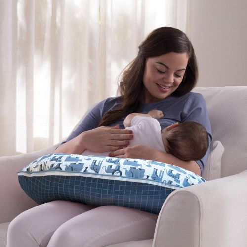  [아마존베스트]Boppy Premium Pillow Cover, Blue Zoo, Ultra-soft Microfiber Fabric in a fashionable two-sided design, Fits All Boppy Nursing Pillows and Positioners