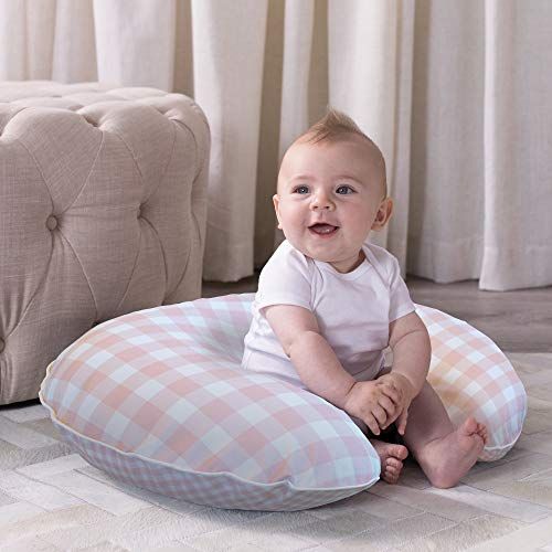  [아마존베스트]Boppy Premium Pillow Cover, Pink White Jumbo Plaid, Ultra-soft Microfiber Fabric in a fashionable two-sided design, Fits All Boppy Nursing Pillows and Positioners