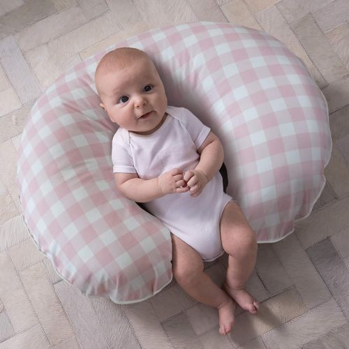  [아마존베스트]Boppy Premium Pillow Cover, Pink White Jumbo Plaid, Ultra-soft Microfiber Fabric in a fashionable two-sided design, Fits All Boppy Nursing Pillows and Positioners