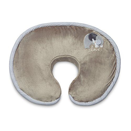  [아마존베스트]Boppy Luxe Nursing Pillow and Positioner, Elephant Snuggle Taupe, Ultra-soft minky fabric on one side with adorable applique and coordinating piping