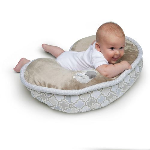  [아마존베스트]Boppy Luxe Nursing Pillow and Positioner, Elephant Snuggle Taupe, Ultra-soft minky fabric on one side with adorable applique and coordinating piping