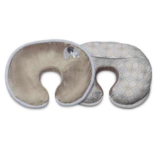  [아마존베스트]Boppy Luxe Nursing Pillow and Positioner, Elephant Snuggle Taupe, Ultra-soft minky fabric on one side with adorable applique and coordinating piping