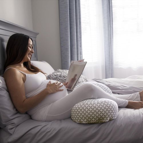  [아마존베스트]Boppy Side Sleeper Pregnancy Pillow, Diamond Circles Gray and White, Maternity Pillow with removable...