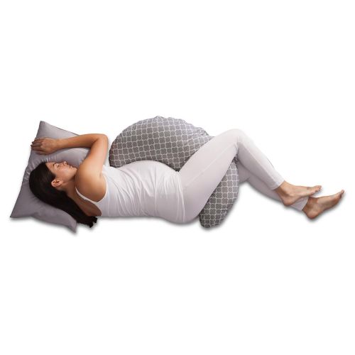  [아마존베스트]Boppy Pregnancy Support Pillow, Petite Trellis Gray and White, Body Pillow with removable jersey cover