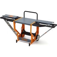 Bora Portamate - PM-8000 Miter Saw Stand Work Station | Mobile Rolling Table Top Workbench | Orange & Grey with Folding Wing Extensions Orange/Black