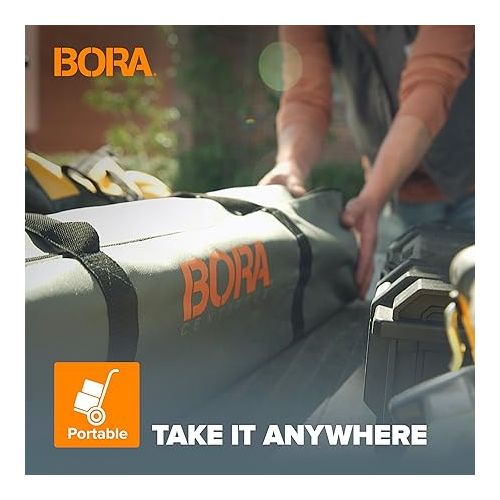  BORA Centipede CK6S 30 inch height Portable Work Stand, Includes 4 X-Cups, 4 Quick Clamps, Carry Bag, Portable Work Support Sawhorse, 2Ft x 4Ft, 30 inch work height, 2500lb weight, Orange/Black