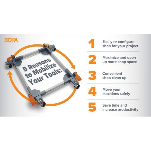  [아마존베스트]Bora Portamate PM-3750 Mobile Base & T Extension Combo For Cabinet Table Saws Withup To 50 Extension Tables