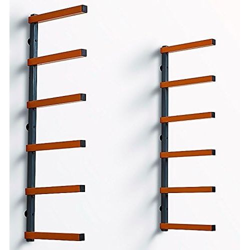  Bora Wood Organizer and Lumber Storage Metal Rack with 6 Level Wall Mount ? Indoor and Outdoor Use, In Orange PBR 001