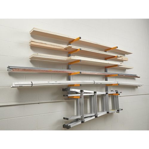  Bora Wood Organizer and Lumber Storage Metal Rack with 6 Level Wall Mount ? Indoor and Outdoor Use, In Orange PBR 001