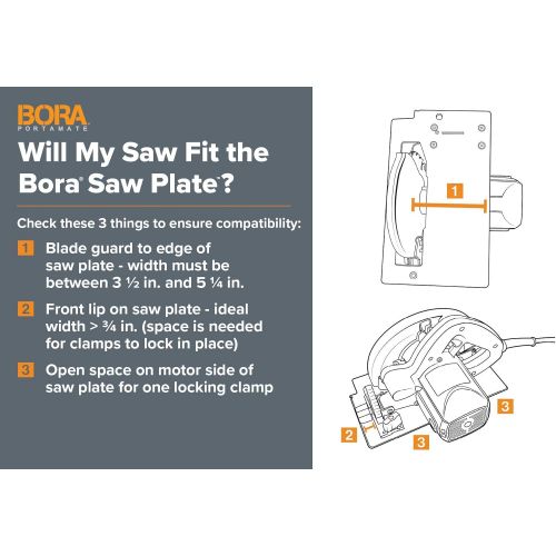  BORA Rip Guide with Saw Plate + Rip Handle, BORA Cutting System Rip Guide for Circular Saws, 544008