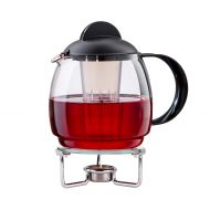 Boral Teekanne mit Stoevchen Set Classic 1,8 l Teekanne aus Glas mit Siebeinsatz und Teewaermer aus Edelstahl Ø 15 cm