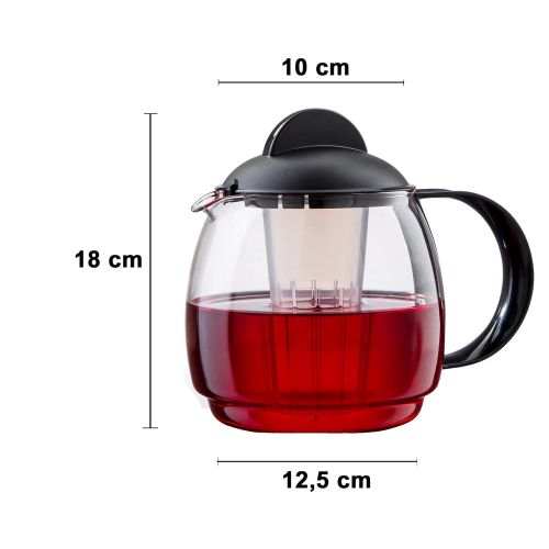  Boral Teekanne mit Stoevchen Set Classic 1,8 l Teekanne aus Glas mit Siebeinsatz und Teewaermer aus Edelstahl Ø 15 cm