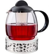 Boral Teekanne mit Stoevchen Set Aura 1,8 l Teekanne aus Glas mit Siebeinsatz und Teewarmer aus Edelstahl Ø 15 cm