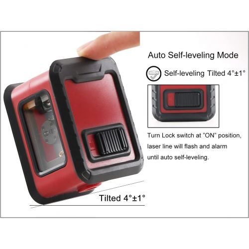  [아마존베스트]Borbede Boebede Laser Level Horizontal and Vertical Cross Lines Self-Leveling Portable Mini Level Meter Red Beam …