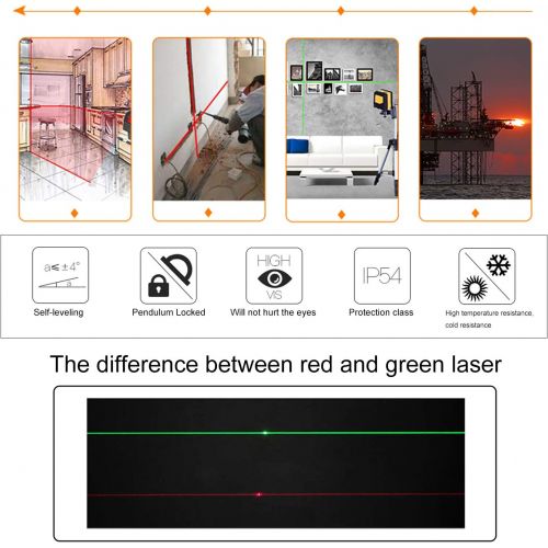  [아마존베스트]Borbede Boebede Laser Level Horizontal and Vertical Cross Lines Self-Leveling Portable Mini Level Meter Red Beam …