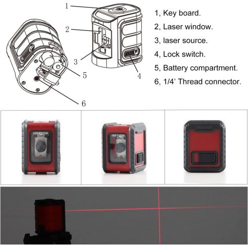  [아마존베스트]Borbede Boebede Laser Level Horizontal and Vertical Cross Lines Self-Leveling Portable Mini Level Meter Red Beam …