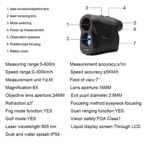  Borbede Golf Rangefinder - Laser Range Finder for Hunting - 656Yards