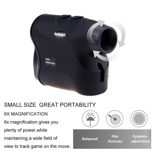  Borbede Laser Rangefinder Golf Hunting Telescope 600m(656yards) Laser Distance Meter with Speed Scan Fog Measurement，Black