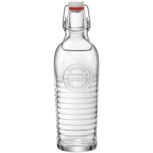  Bormioli Rocco Officina Water Bottle | 40.5oz, Italian Glass Pitcher | Airtight Seal & Metal Clamp | Easy to Carry Handle, Dishwasher Safe, Eco-Friendly | Safe for Infused & Carbon