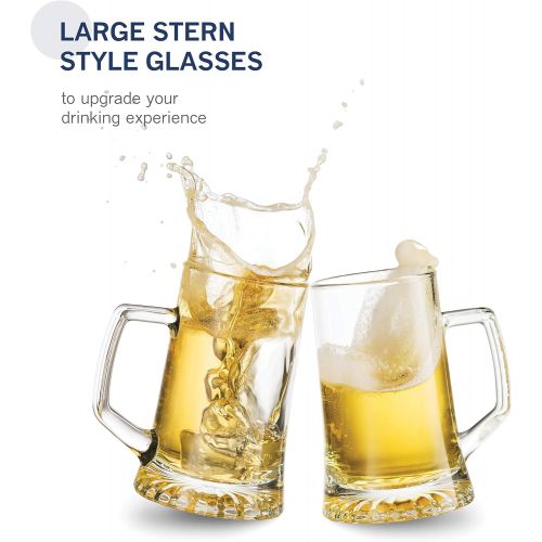  [아마존베스트]Bormioli Rocco 4-Pack Solid Heavy Large Beer Glasses with Handle - 17.1/4 Ounce Glass Steins, Traditional Beer Mug glasses Set, Perfect Coffee - Tea Glass, Everyday Drinking Glasse