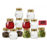 Bormioli Rocco Quattro Stagioni 12 Piece, 5 oz Glass Decorative Mason Jar Set for Baby Food, Canning, Gifts, DIY, Wedding Favors