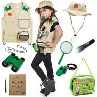 [아마존 핫딜] [아마존핫딜]Born Toys Kids Explorer Kit for Boys and Girls with Washable Premium Backyard Safari Vest and Adventure kit for Halloween Costume, Paleontologist Costume Full Kids Explorer Set